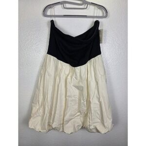 A‎ New Day Womens XXL Strapless Bubble Hem Mini Dress Black Cream